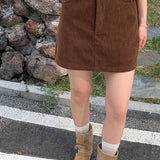 Højtaljet trapeznederdel i corduroy