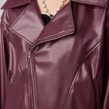 oversized læderjakke med lange ærmer