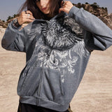 Oversized hættetrøje med ørneprint