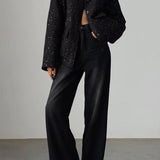 Kort pilotjakke pyntet med perler