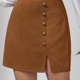 Ensfarvet mini bodycon-nederdel i ruskind