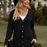 Langærmet vest i børstet ribstrik