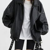 Oversized bikerjakke i læder