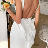 Ærmeløs bodycon aftenkjole med sløjfe