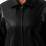 læderjakke med overdimensionerede reverser