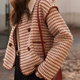 Kort houndstooth-tweedjakke