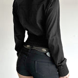 bikerjakke med rynket talje