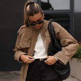 Retro kort ruskindsjakke