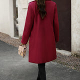 Lang, ensfarvet frakke i uldblanding