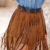 Elegant mini-nederdel med mesh-frynser