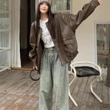 Kort, oversized bikerjakke