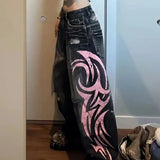 Jeans med brede ben og gotisk print