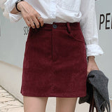 Højtaljet trapeznederdel i corduroy