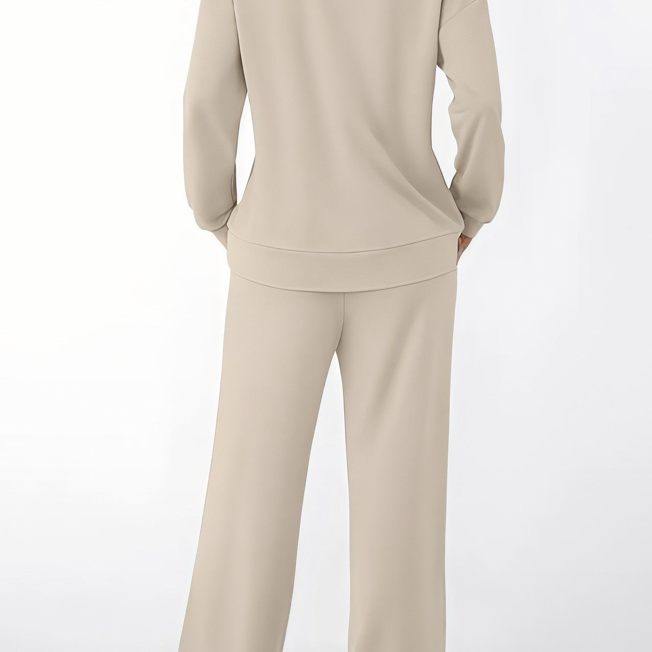 Todelt casual chic sæt med lommer og snøre, ensfarvet