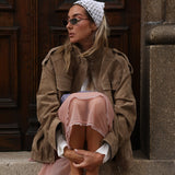 Retro kort ruskindsjakke