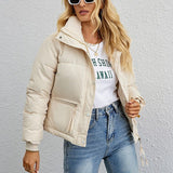 Dunjakke med kort høj krave