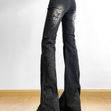 Vintage jeans med svaj og botanisk print