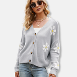 Manon Oversized Cardigan Vest | Blomsterstrikmønster