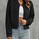 Damebomberjakke – Kort snit – Quiltet – Lynlåslukning – Ribbet kant