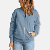 Letvægtsjakke til dame – Afslappet pasform – Lynlåslukning – Ribbet kant