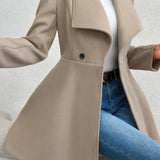 Lang uldfrakke med bælte