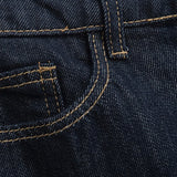 Højtaljede, løstsiddende, lige ben i rå denim