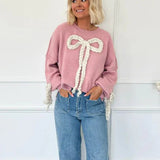 Oversized sweatshirt med paneler og 3D-sløjfe