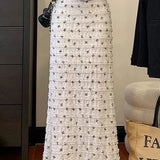 Højtaljet havfrue-nederdel med blomsterprint i plus size