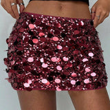 Mini bodycon-nederdel med pailletter forneden