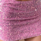 Mini bodycon-nederdel i pailletteret fløjl