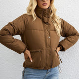 Dunjakke med kort høj krave