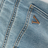 Højtaljede, bløde, broderede cropped jeans