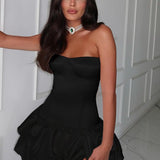 Sexet, stropløs, ruchet, bodycon aftenkjole