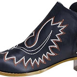 Dameankelstøvler - Western Style - Komfortabel blokhæl - Spids tå - Dekorative detaljer