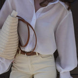 Langærmet bluse med knapper foran i Tencel