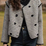 Kort houndstooth-tweedjakke