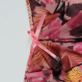 Sexet, stropløs, printet, flæset, bodycon maxikjole