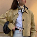 Vintage ruskindsjakke med revers