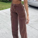 Højtaljede denimjeans med brede ben