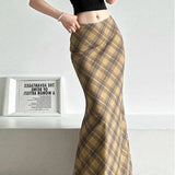 Højtaljet ternet bodycon-nederdel