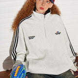 Retro sweatshirt med halv lynlås og høj hals