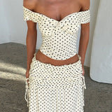 Prikket bustier maxinederdel med sløjfe i siden