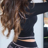 Y2K Slim Retro Todelt Sæt med Bogstavprint