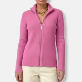 Lilou Fitted Cardigan | Cardigan med høj hals og lynlås og lange ærmer