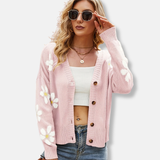 Manon Oversized Cardigan Vest | Blomsterstrikmønster