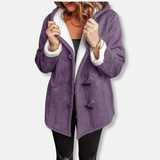 Dame fleecejakke – Hætte – Blødt for – Afslappet pasform – Længde til midt på låret