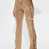 Denimjeans med snørebånd og snøre