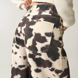 Afslappede jeans med vintage ko-print