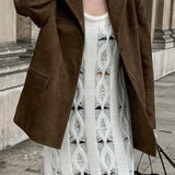 Lang afslappet ruskindsjakke