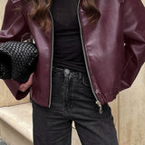 Stilfuld mat PU motorcykeljakke